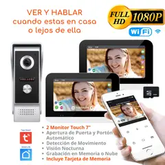 D MOTICA - Video Portero Wifi Inteligente Full Hd con 2 Monitores Touch 7 Pulgadas