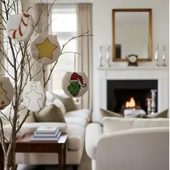 HAOKIDS - Colgantes navideños pintados a mano 6 colgantes para árbol de navidad