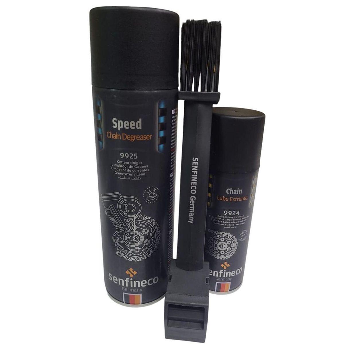 GENERICO - Kit Lubricante Y Desengrasante Para Moto C/ Cepillo Senfineco