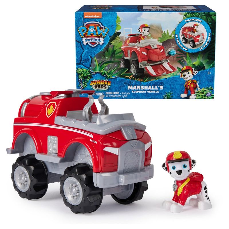 PAW PATROL - Vehículo transformable Marshall Elephant con figura roja