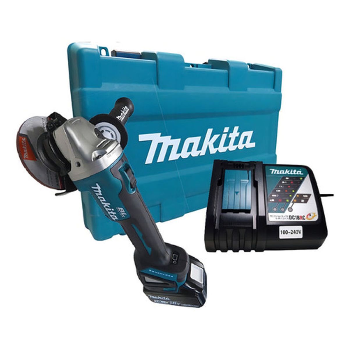 GENERICO - Esmeril Angular 4 12 18v+1 Bat 30a+ Carg Makita Dga454rf