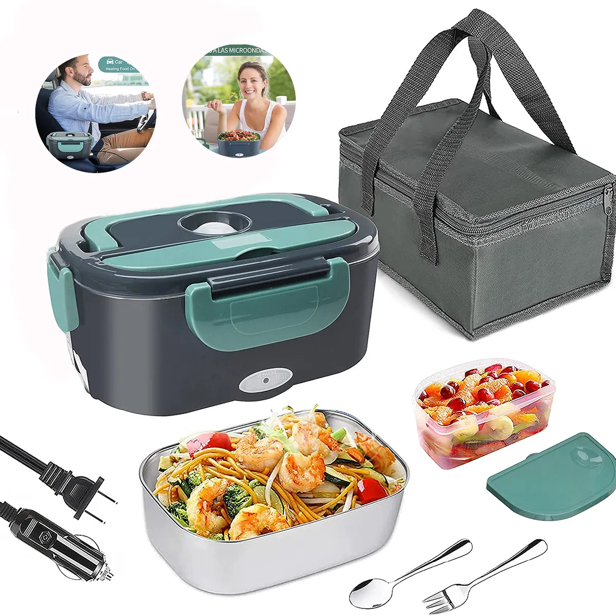 TNAKIEX - Lonchera Eléctrica Portátil C/calentador De Alimentos 2 En 1