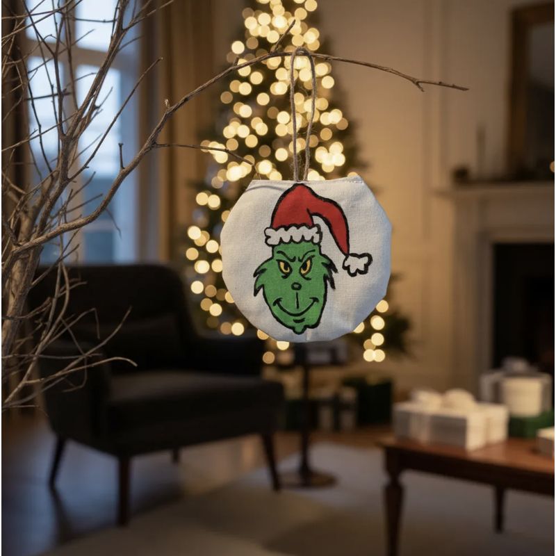 HAOKIDS - Adorno navideño de El Grinch pintado a mano para árbol de navidad
