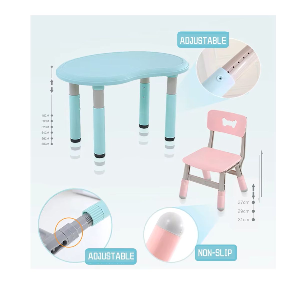 ITSUKIDS - Mesa Con Silla Rosa Itsukids Regulable En Altura