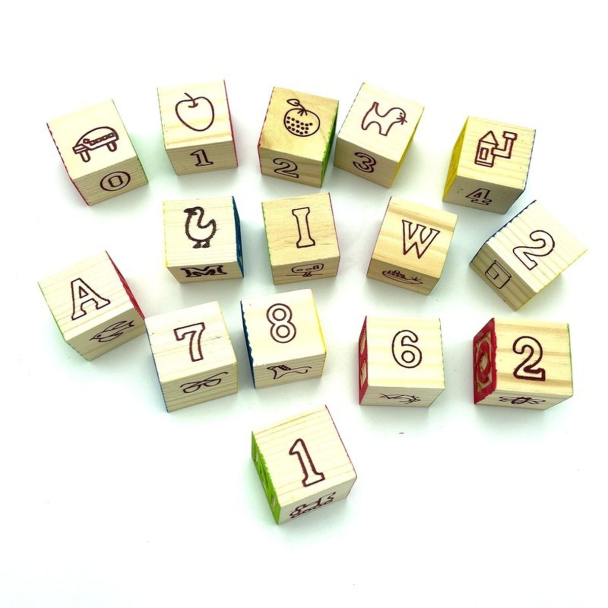 GENERICO - CUBO 27 PIEZAS MADERA LETRAS NÚMEROS