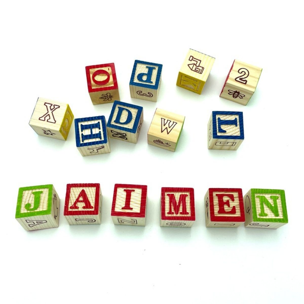 GENERICO - CUBO 27 PIEZAS MADERA LETRAS NÚMEROS