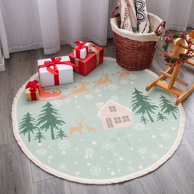 BOHEMIK - Alfombra  de Navidad Redonda Trineo Pascuero