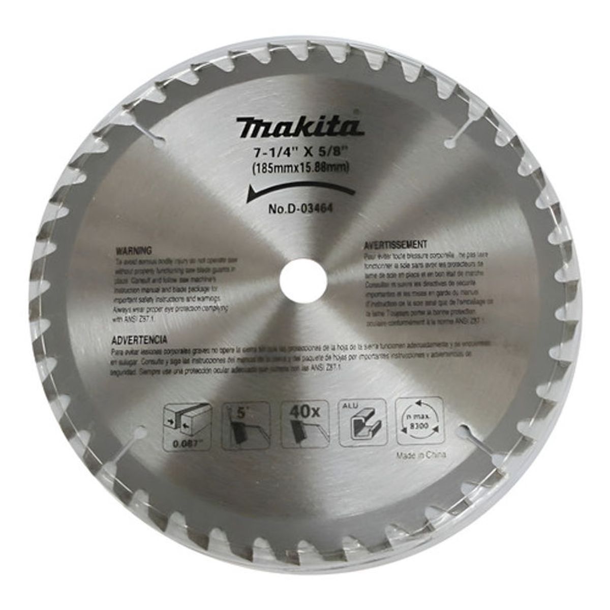 GENERICO - Disco de Sierra 7 14 40 Dientes para Aluminio Makita