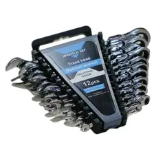 GENERICO - Juego De Llaves Combinadas y De Carrasca Fija y Trinquete De 12 Piezas