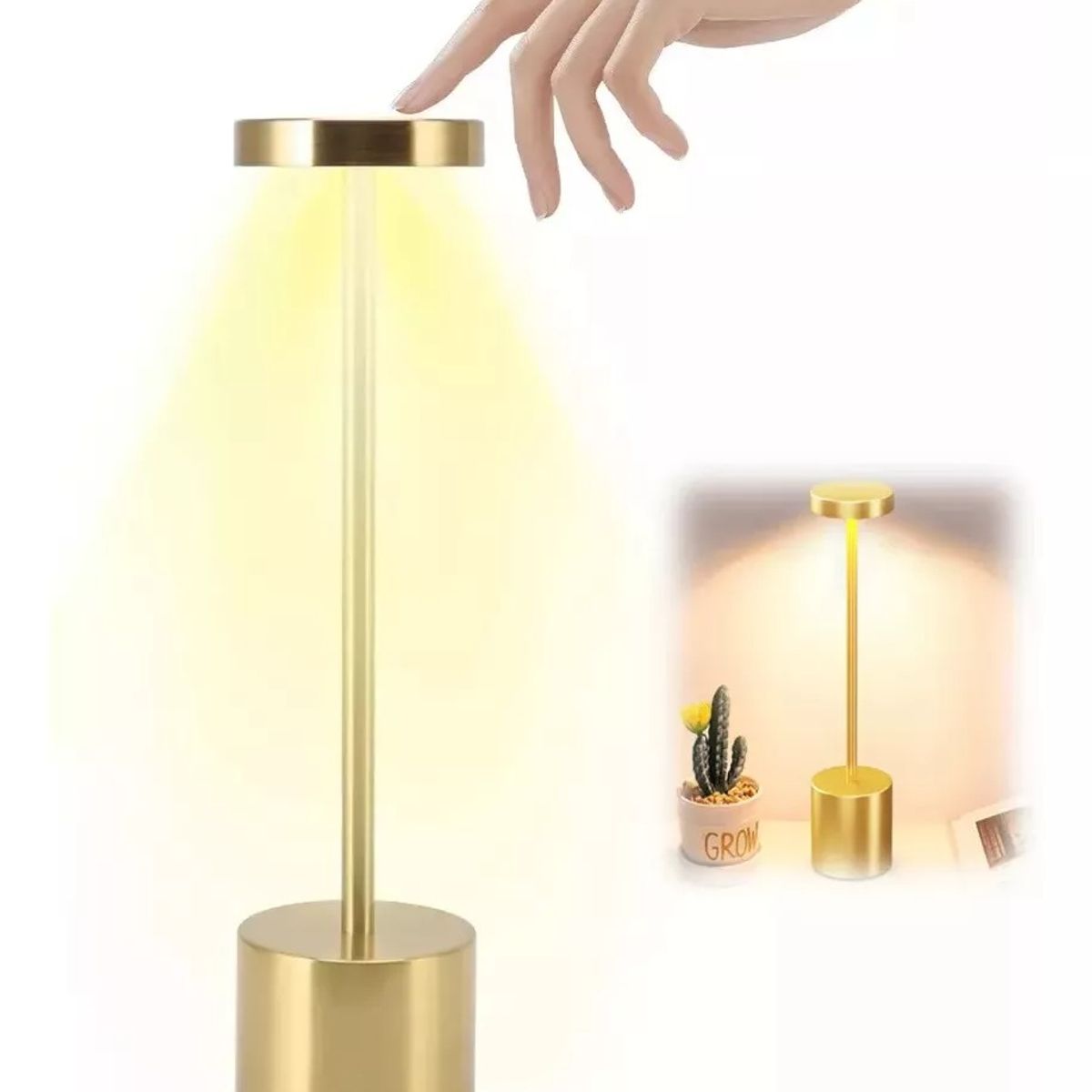 TNAKIEX - Lámpara De Mesa Recargable Lámpara Inalámbrica LED de metal-Oro