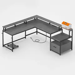 KLIK - Escritorio Nova X en L modular - Gris Negro