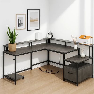 Imagen 2 del producto Escritorio Nova X en L modular - Gris Negro