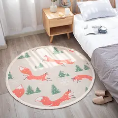 BOHEMIK - Alfombra Navidad Redonda Pinos Navideños y Zorros