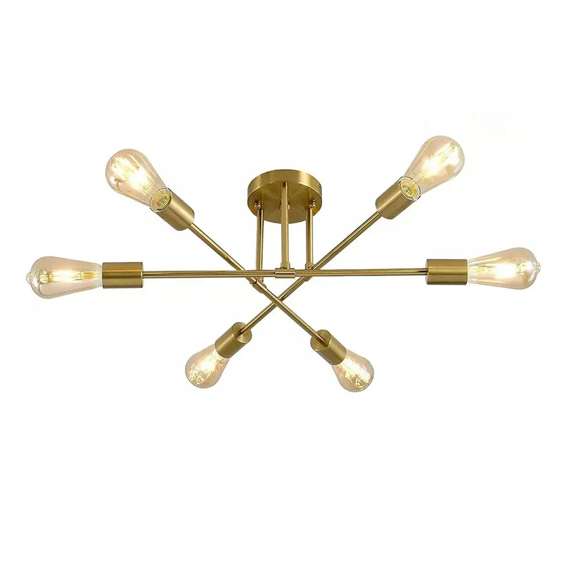 TNAKIEX - Lámpara Colgante Techo 6 luces - Dorada