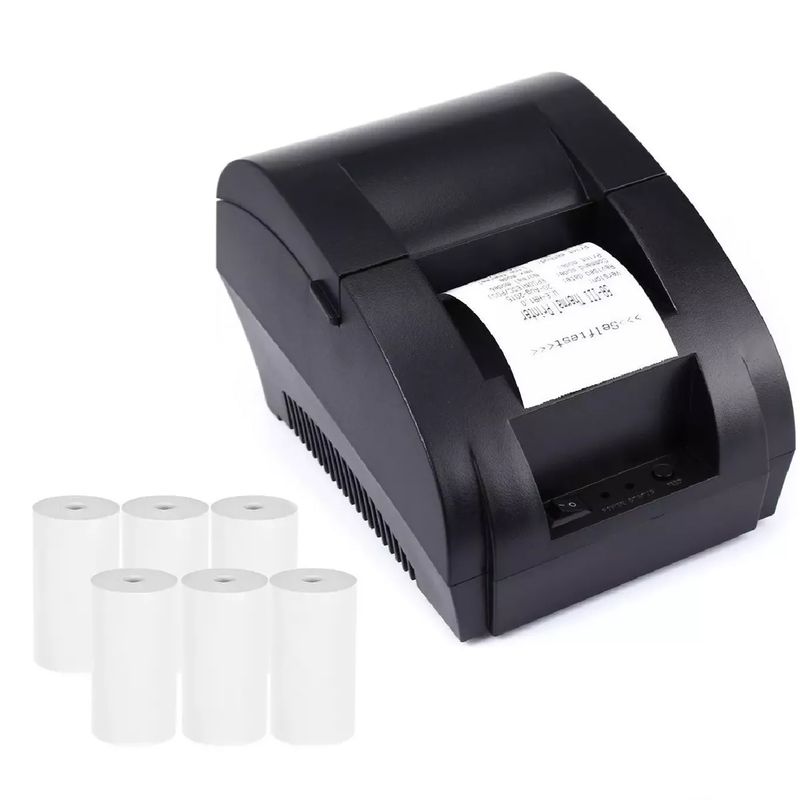 NO LOGO - Impresora Boletas Sii Usb Rollo 58mm T Tickets + 6 Rollos