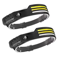 NO LOGO - Pack 2 Linterna Minero Cintillo Frontal Bicolor 3 Led Luz