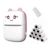 Mini Impresora Térmica Portátil Bluetooth Gatito + 11 Rollos rosado