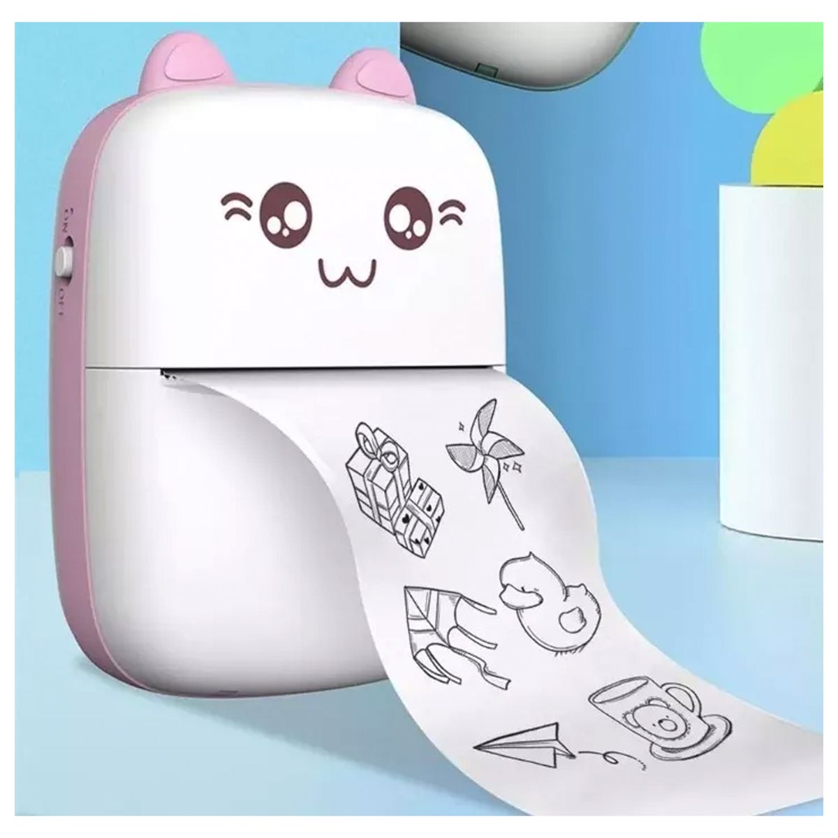 NO LOGO - Mini Impresora Térmica Portátil Bluetooth Gatito + 11 Rollos rosado