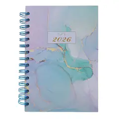 GENERICO - Agenda 2026 Anillada Marmoleado Aqua