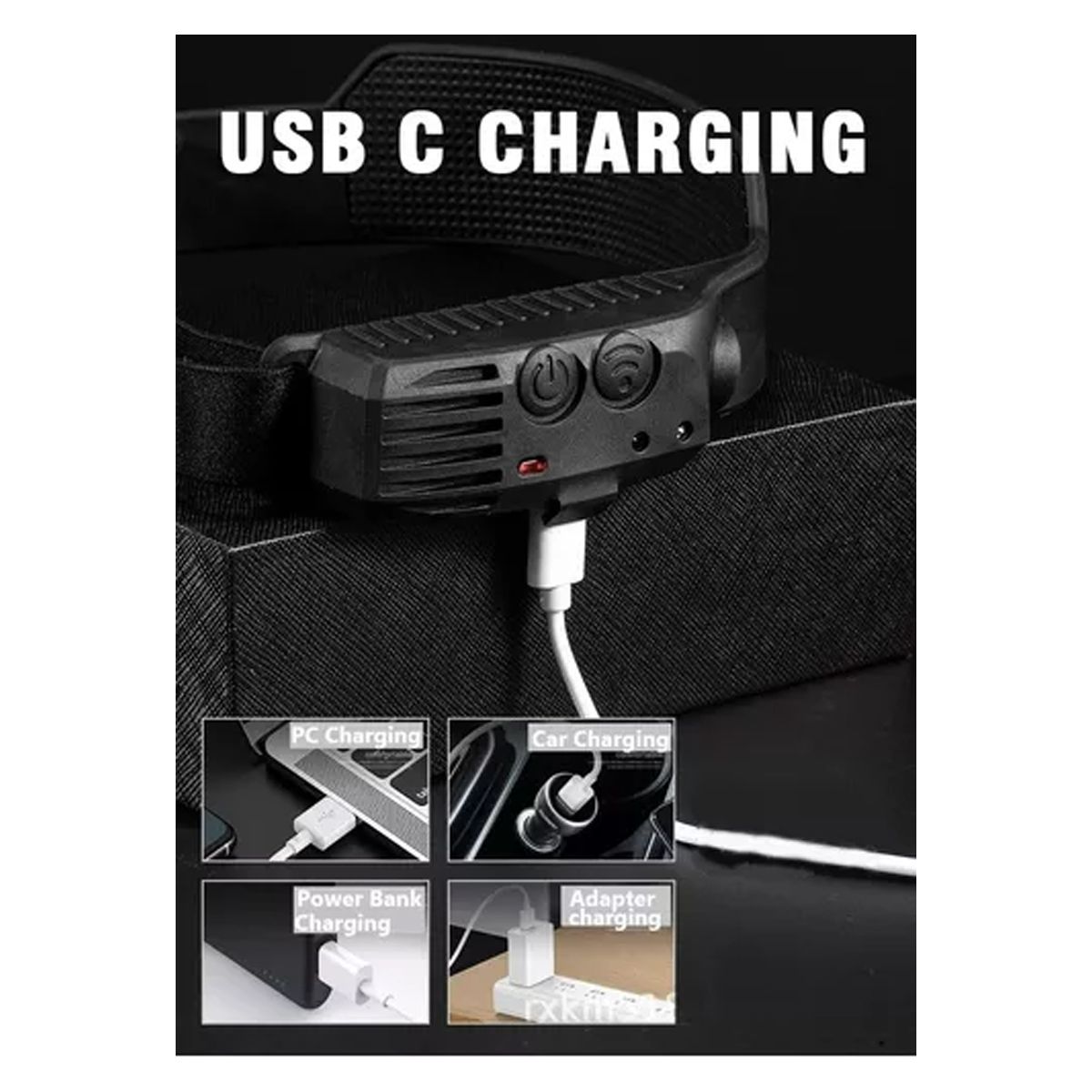 NO LOGO - Linterna Minero Cintillo Frontal Bicolor Led Luz Camping Lampara