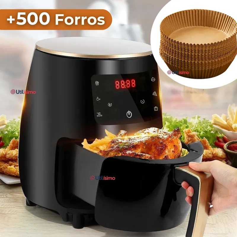 LINE - Freidora de Aire + 500 Forros Antiadherente 6 Litros 2400W de Potencia