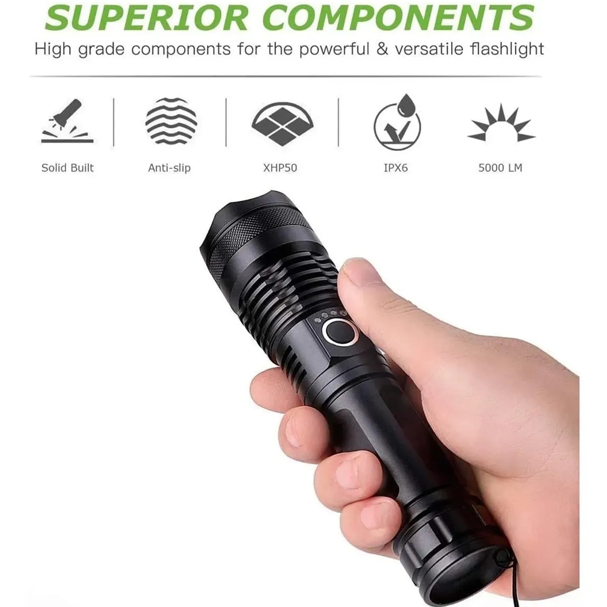 NO LOGO - Linterna Led P90 Usb Re11001 Potente 9000 Lúmenes