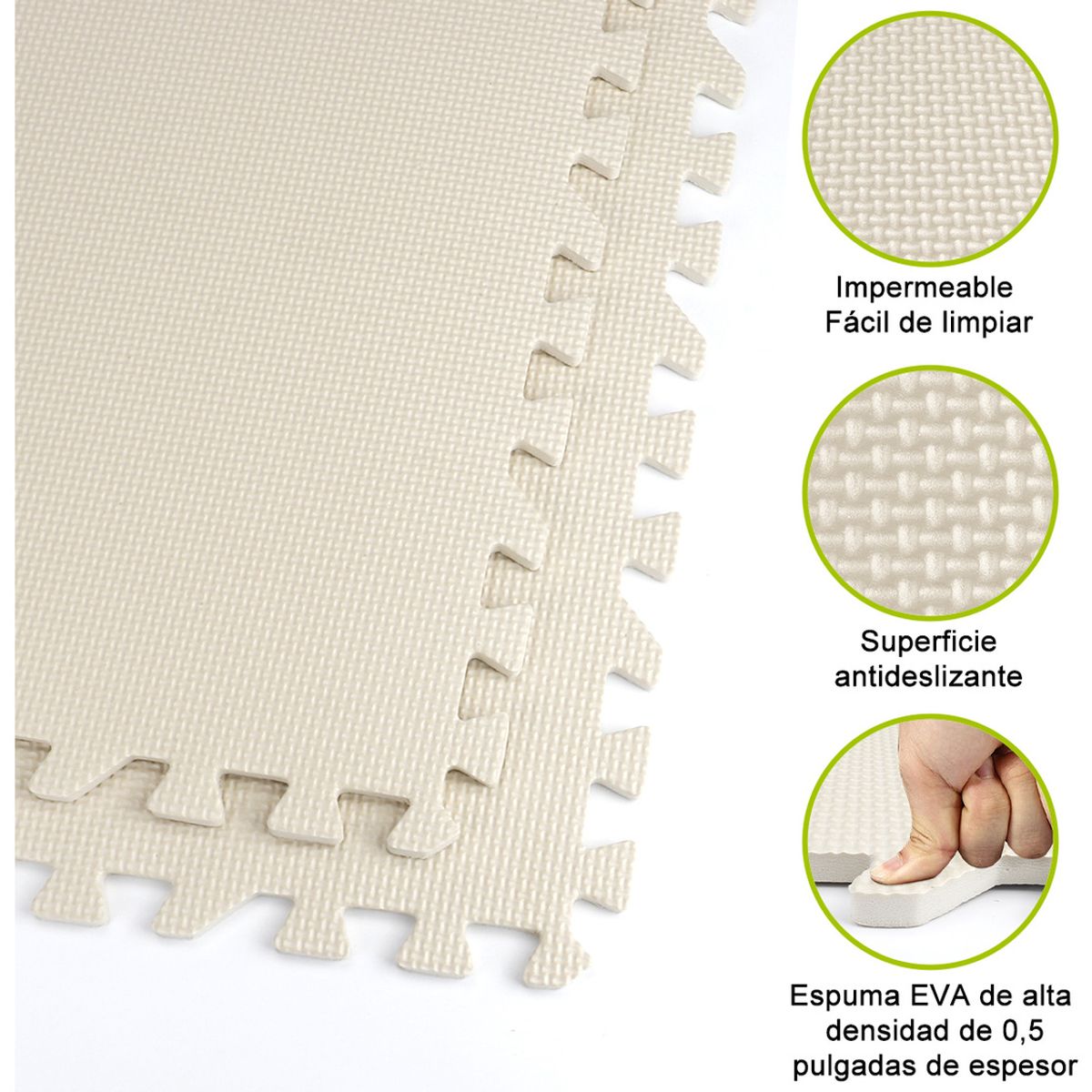 SUPERCENTER - Pack 4 Unidad Piso Puzzle Alfombra Goma Eva 60x60 Deportivo Blanco