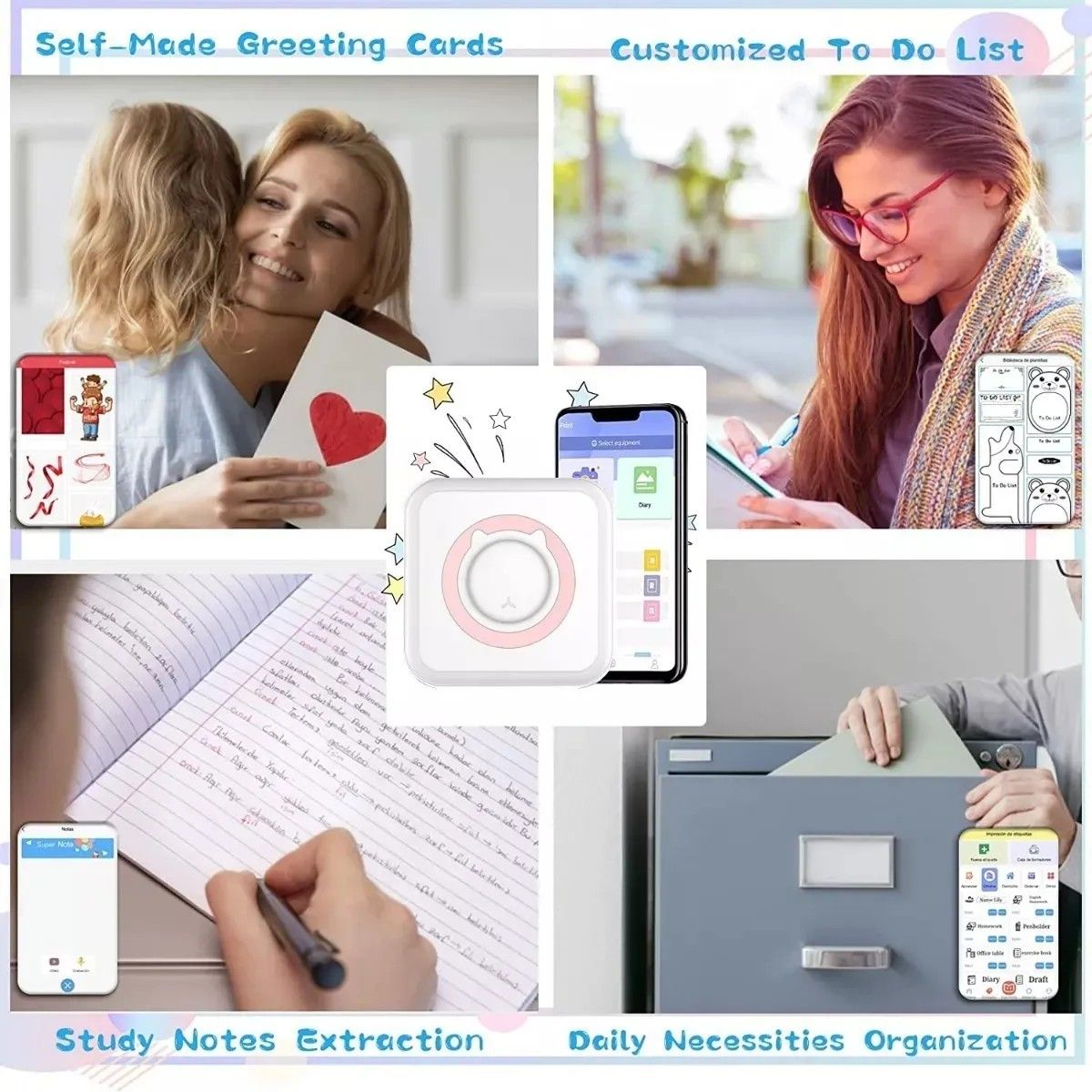 GENERICO - Mini Impresora Térmica Portátil Bluetooth Accesorios 13 Roll