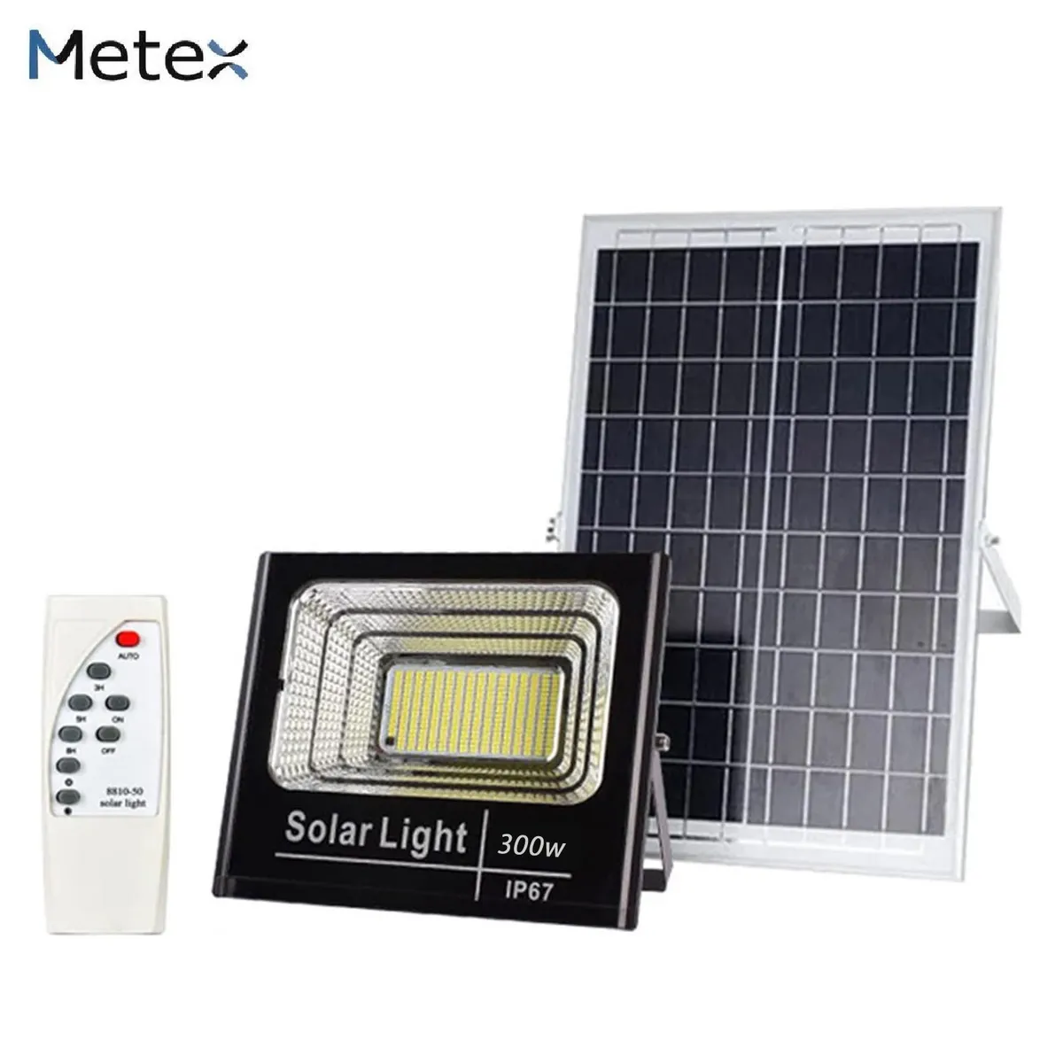 METEX - Foco Solar 300w  Panel Solar Ip67 Kit  Control