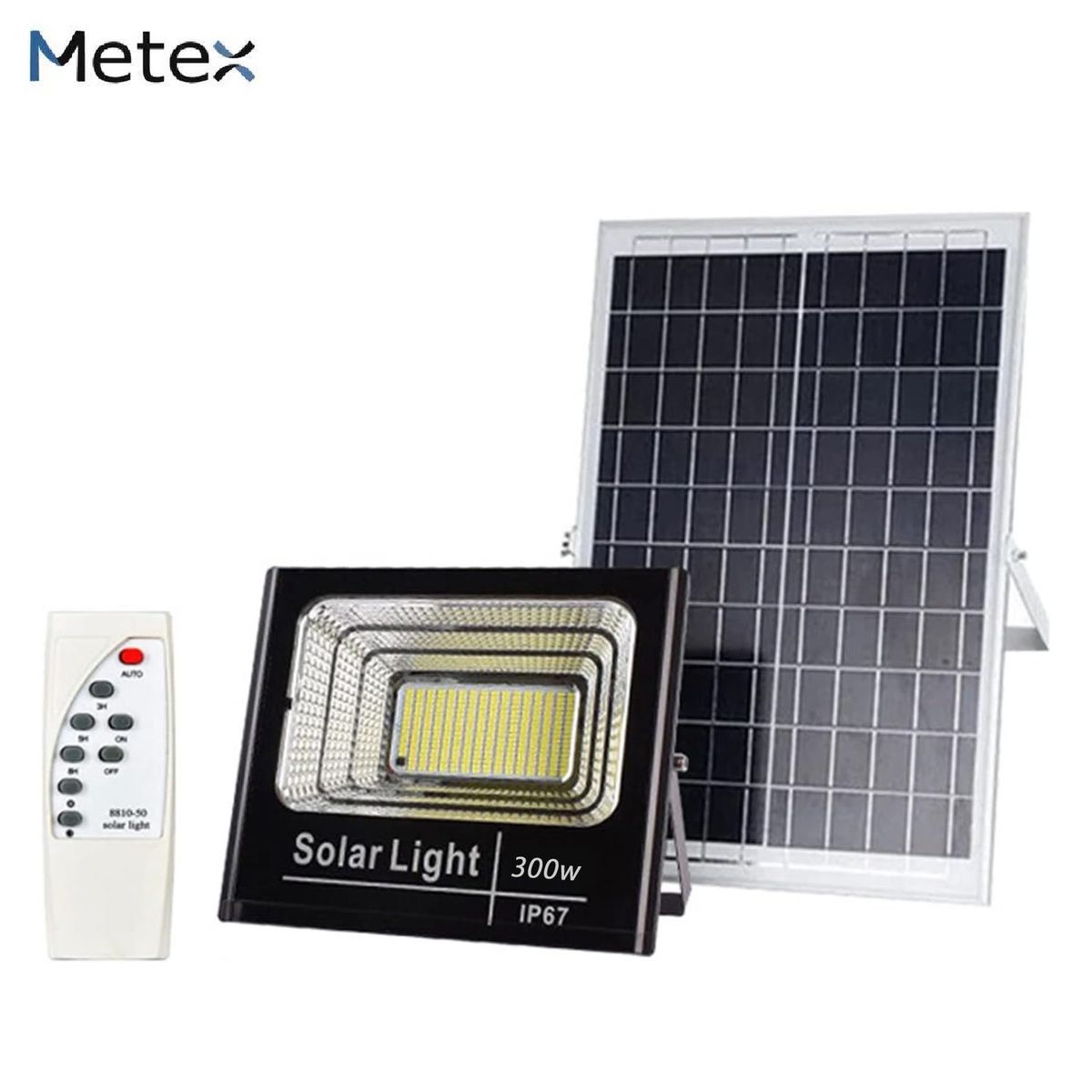 METEX - Foco Solar 300w  Panel Solar Ip67 Kit  Control