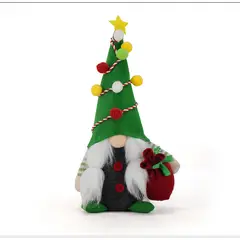 GENERICO - Christmas Doll Rudolph Knitted Gnome Elf Green Hat Decoration Gift