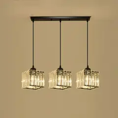 TATEE - Lámpara de araña de tres cabezas Plato largo cuadrado negro