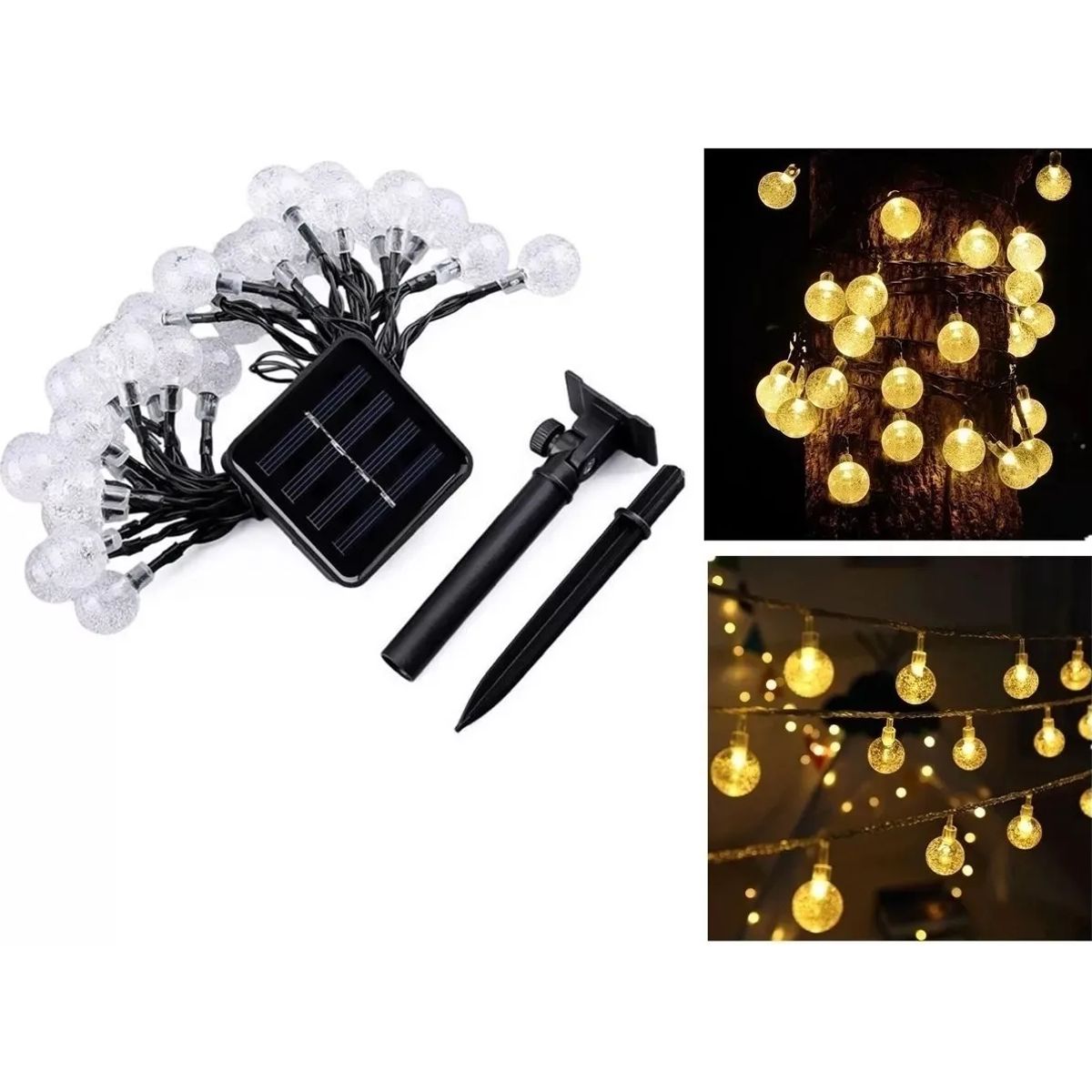 ANYHOGAR - Guirnalda De Luces 50 Led Hada Esfera Solar Luz Cálida 10m