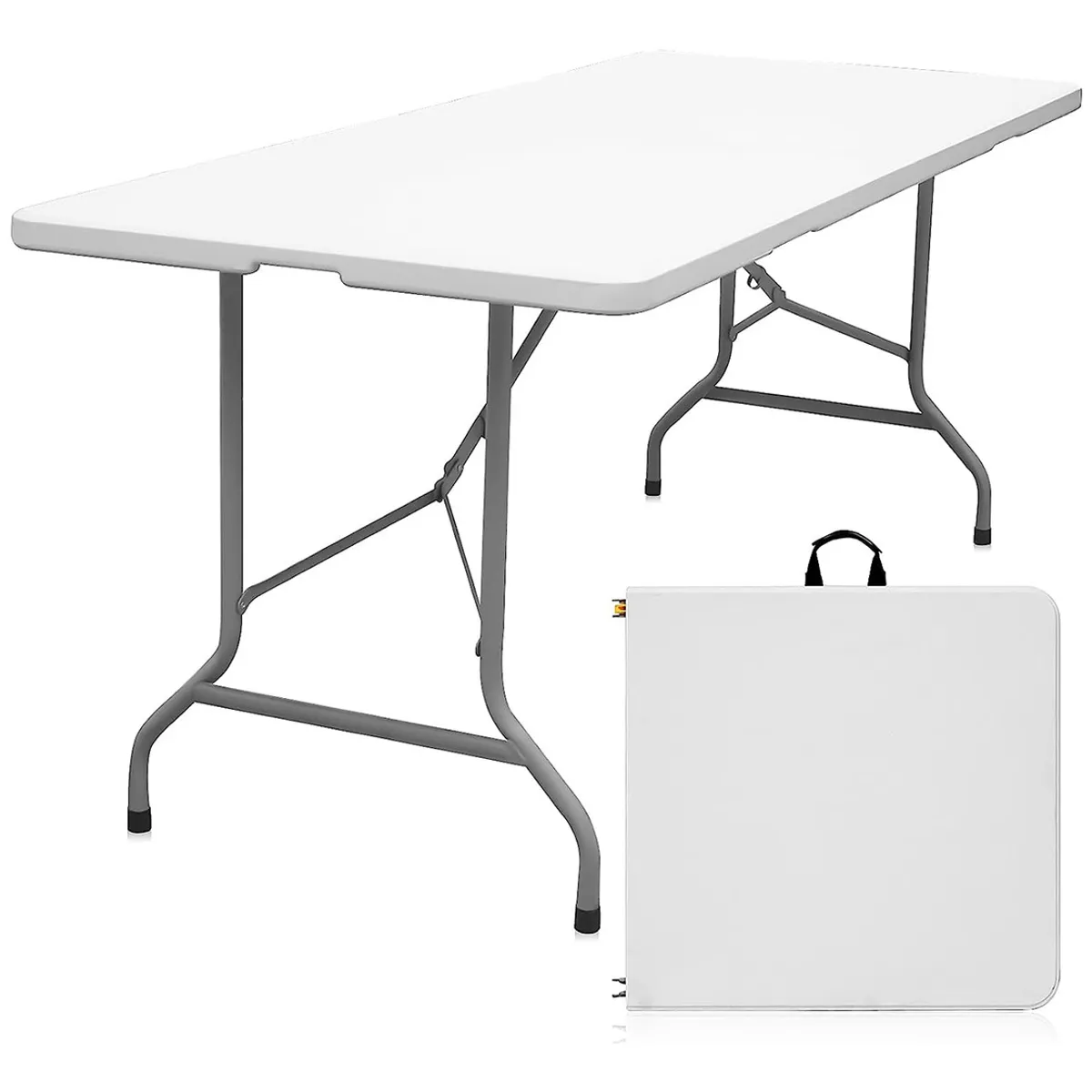 SUPERCENTER - Mesa Plegable Camping 180x70cms Maleta Portátil Blanco