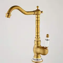 BLUEDREAMER - Grifo monomando de latón antiguo con rotación de 360° para agua fría y caliente