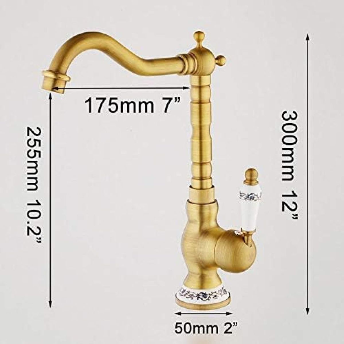 BLUEDREAMER - Grifo monomando de latón antiguo con rotación de 360° para agua fría y caliente