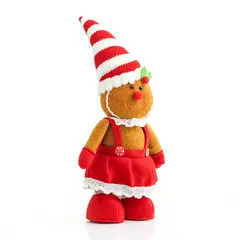 GENERICO - Muñeco Navideño Gingerbread Girl de Felpa Rojo