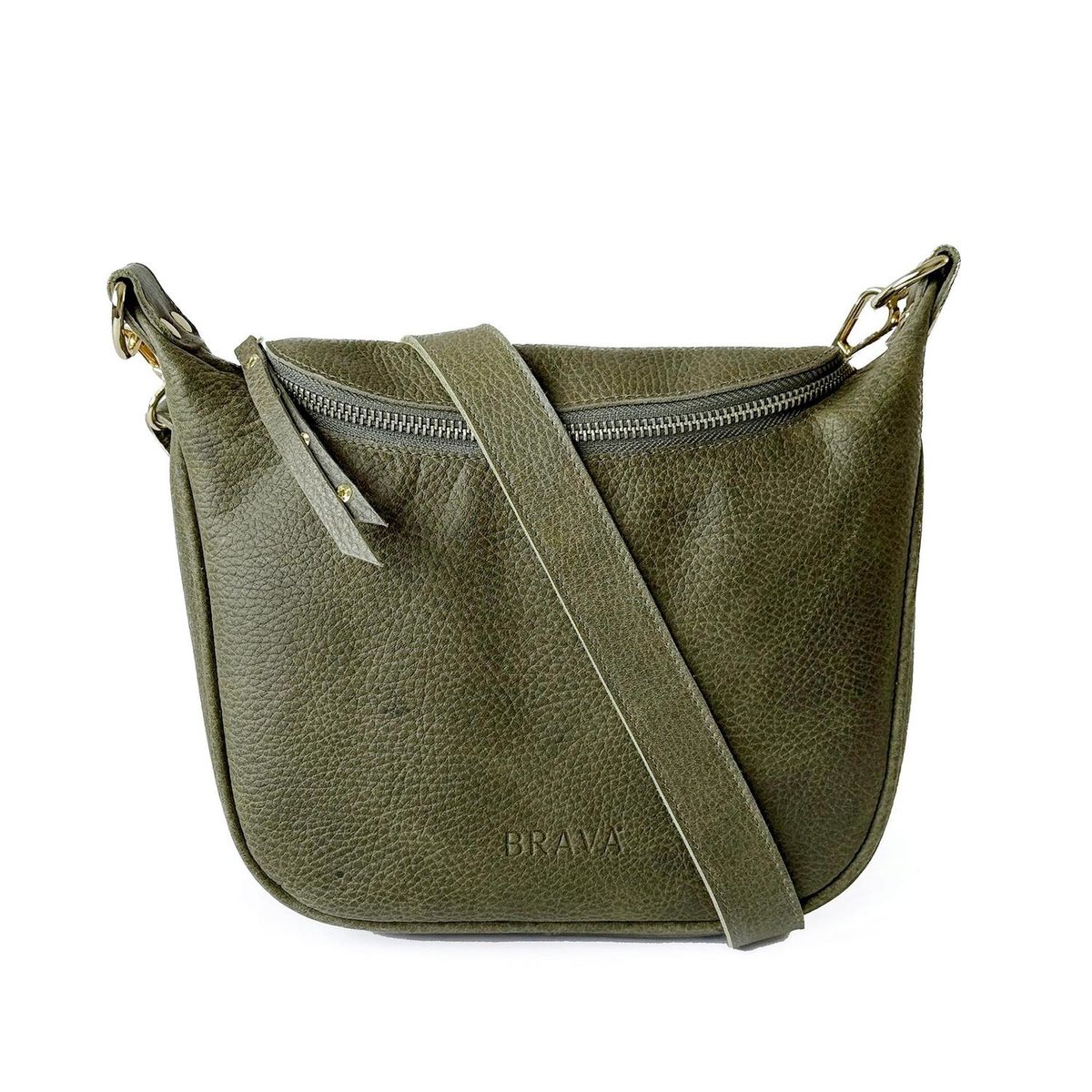 BRAVA - Bandolera de cuero modelo FELICIA Oliva