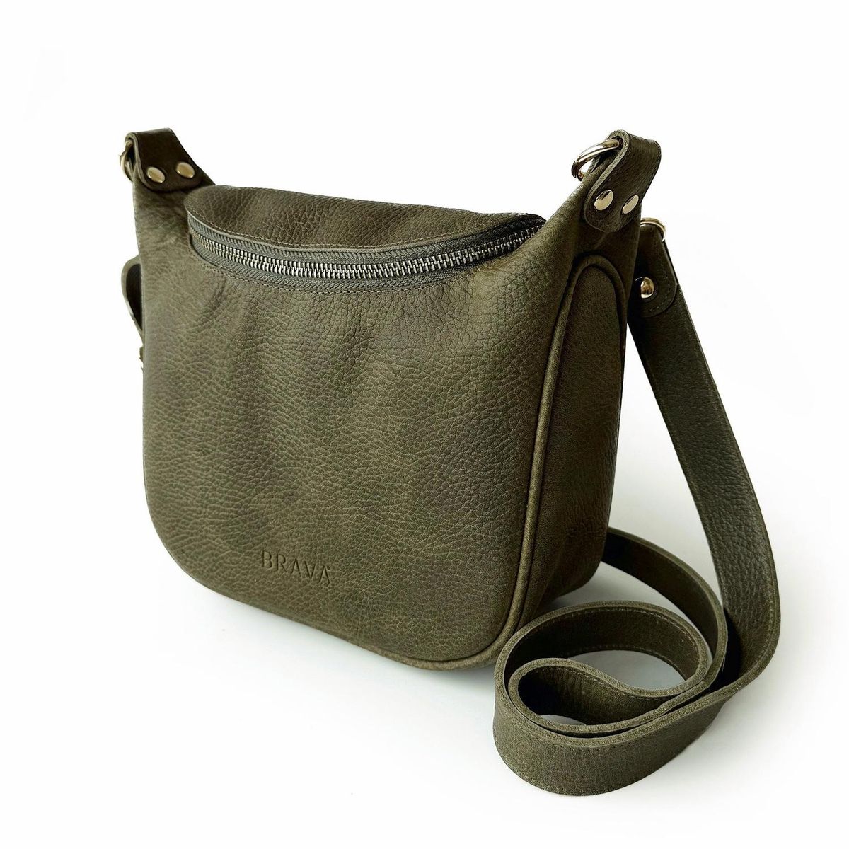 BRAVA - Bandolera de cuero modelo FELICIA Oliva