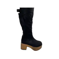 HERIEL - Bota Negra Plataforma Mujer
