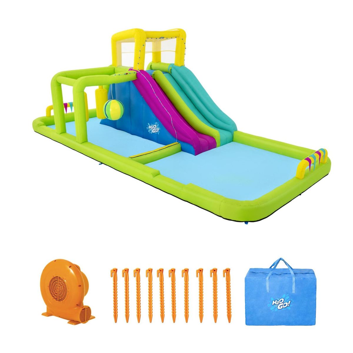 BESTWAY - Parque Castillo Tobogan Acuático Inflable Splash Course 7.1mx3.1mx2.65m