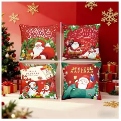 GENERICO - Set 6 Fundas Cojín Cuadrados Decoración Navideña 45x45cm