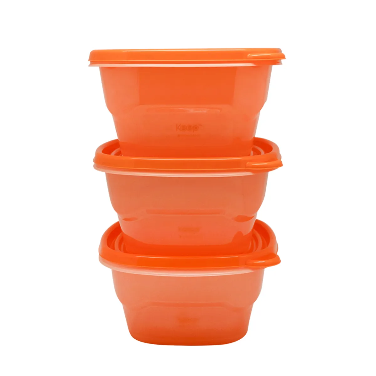 KEEP - Set 3 Contenedores Naranjos Apilables 1,2l Keep