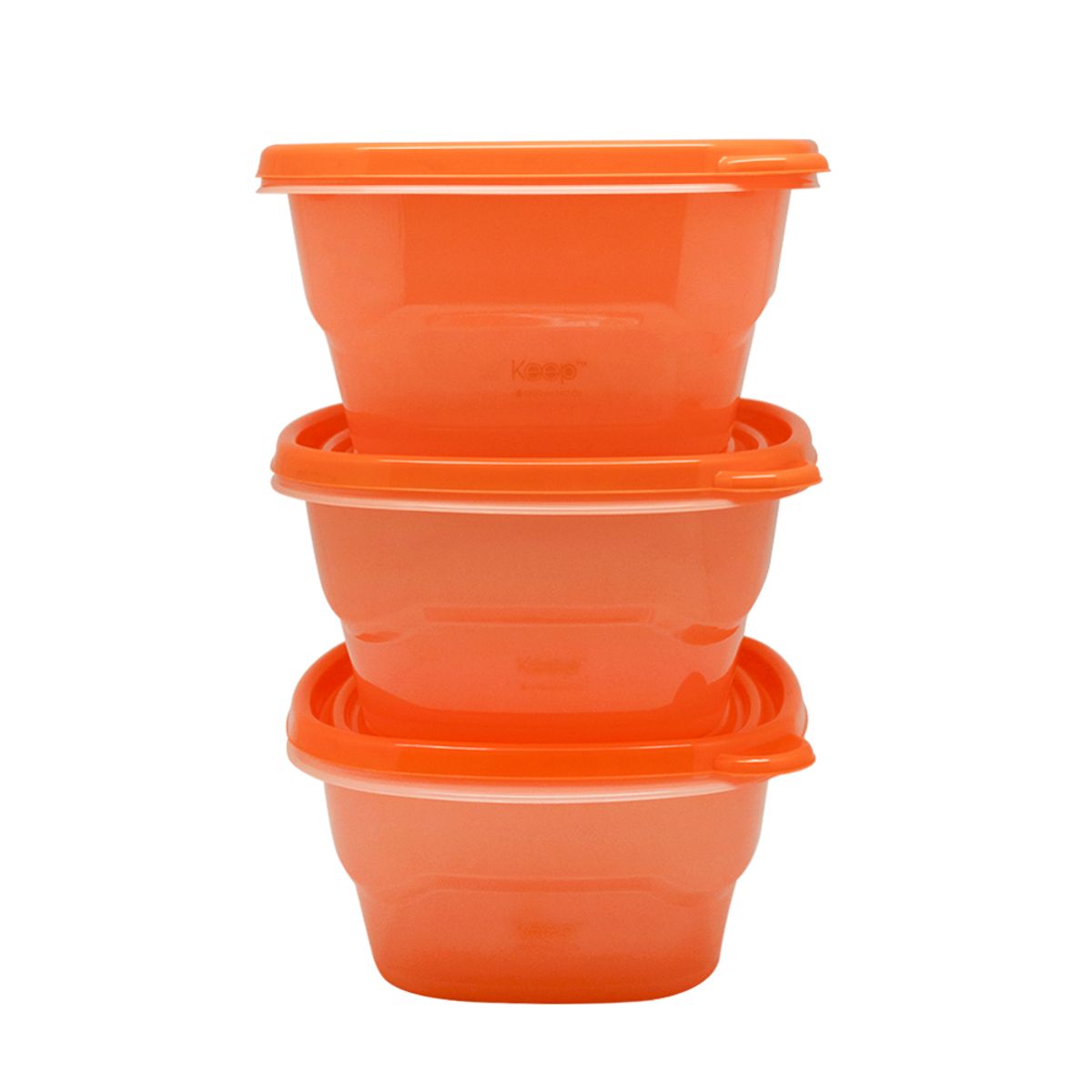 KEEP - Set 3 Contenedores Naranjos Apilables 1,2l Keep