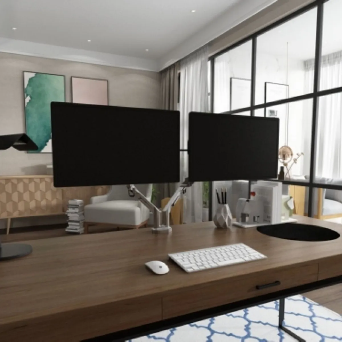 ERGOSTORE - Soporte PRO ergonómico a gas para 2 monitores Ergostore