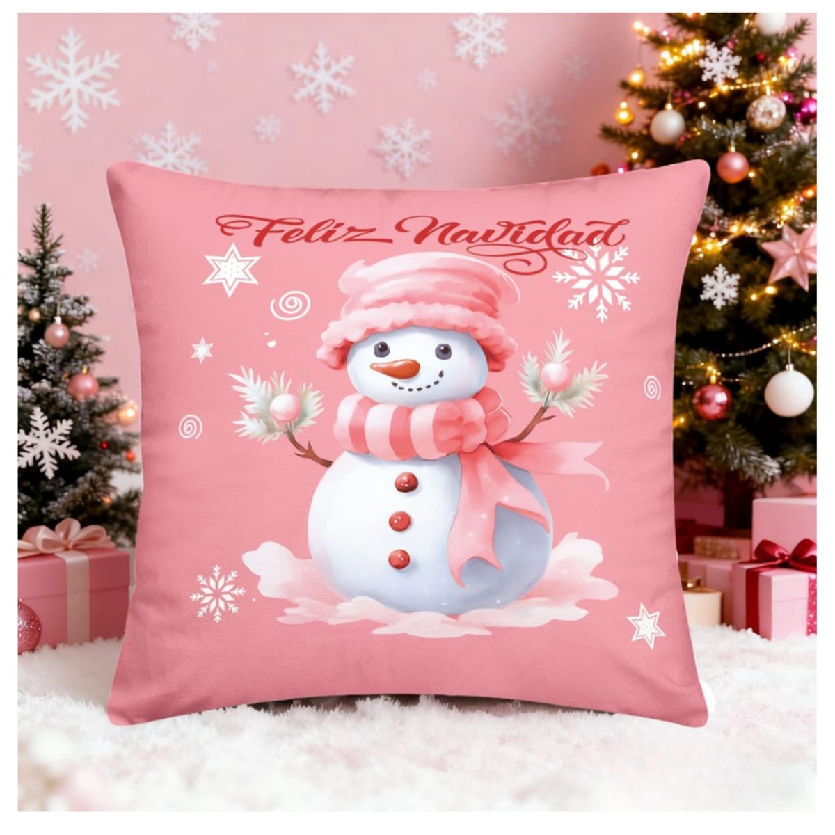 GENERICO - Set 6 Fundas Cojín Cuadrados Decoración Navideña 45x45cm