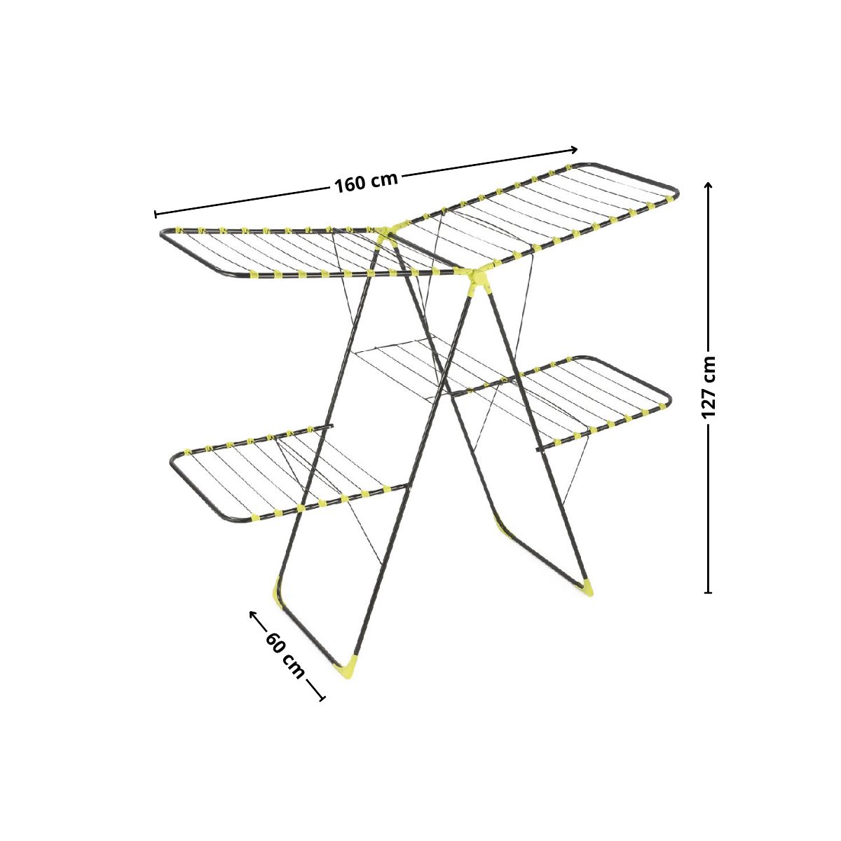 GENERICO - Tendedero de ropa plegable 160x60x127cm acero casa viva