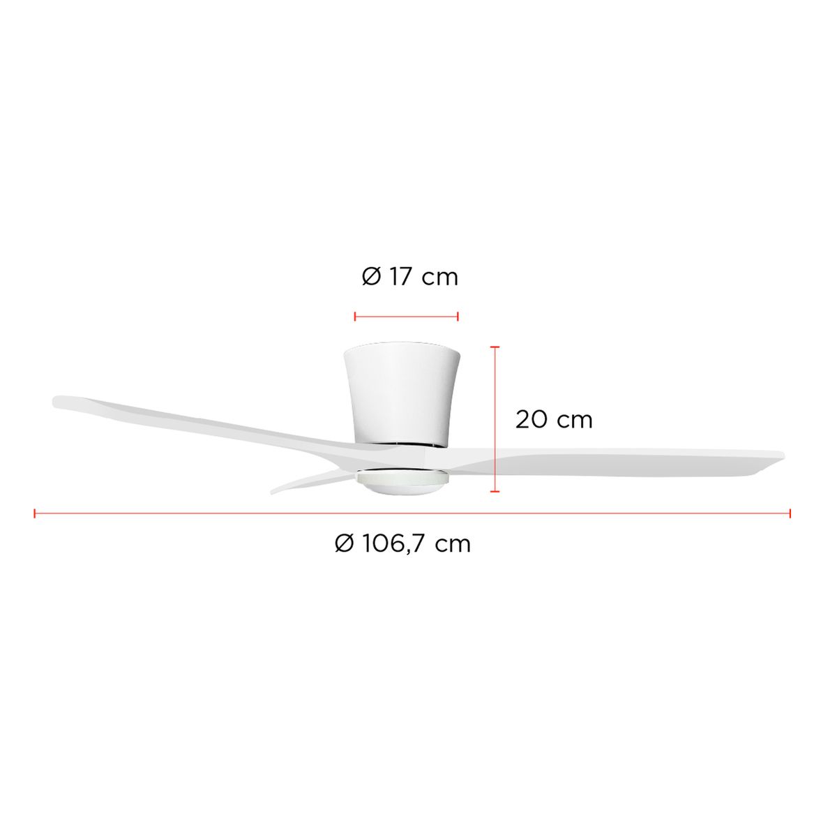 PRIMATERM - Ventilador de Techo Faro Blanco con Luz Led 3 Colores 42” PRIMATERM