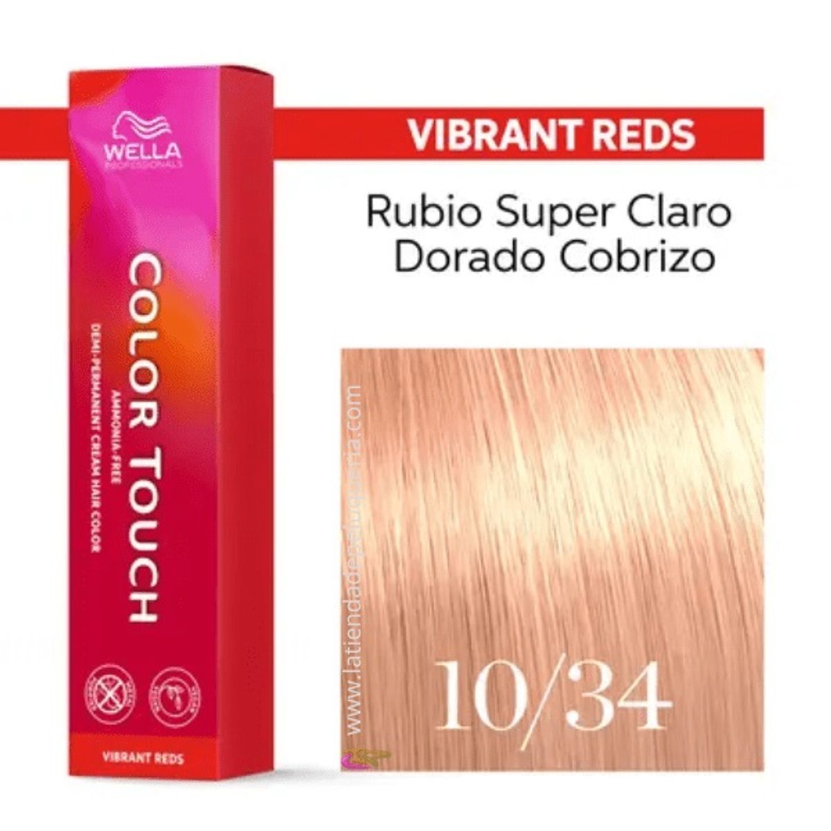 WELLA - Tinte Wella Color Touch 10.34 Rubio Super Claro Dorado Cobrizo 60ml