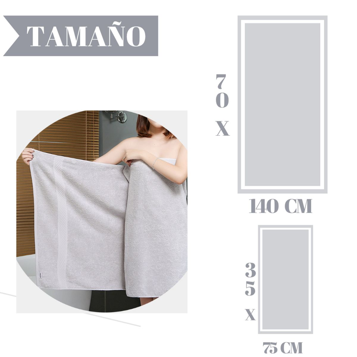 GARSIL - Pack De 3 Toallas De Baño Algodon Cuerpo y Mano Gris Claro